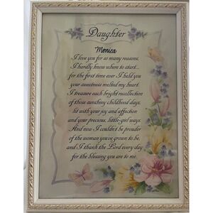 Vintage Abbey Press Daughter Monica Personalized Framed Poem Wall Art 2000 Decor